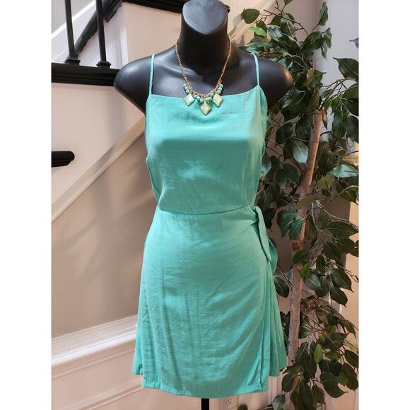 Nine West Shift Dress Women's L Teal Lined Side Tie Sleeveless Adjustable Straps - Picture 1 of 15